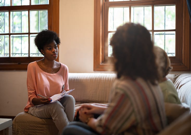 students gathered on couch practicing psychology meeting skills